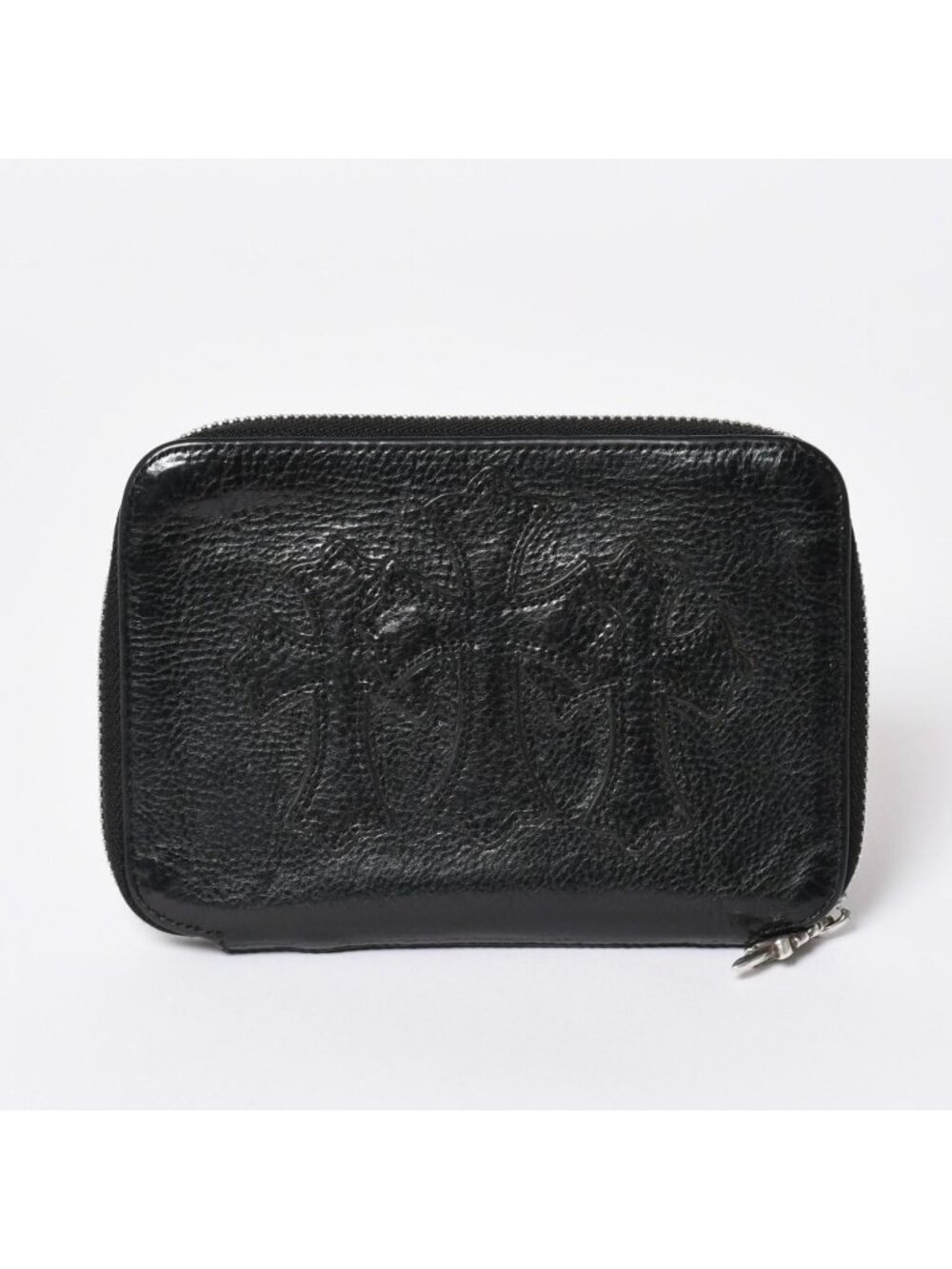 Chrome Hearts Bifold Wallet Bank Rover Leather Black 925 Sterling Silver